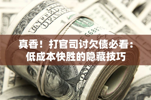 武汉真香！打官司讨欠债必看：低成本快胜的隐藏技巧