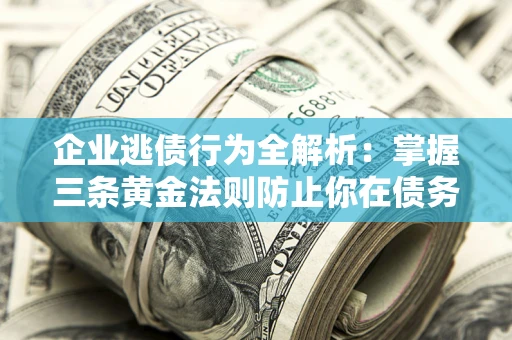 武汉企业逃债行为全解析：掌握三条黄金法则防止你在债务乱局中“踩雷”